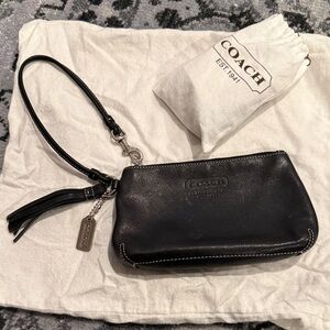 Vintage Coach black leather wristlet